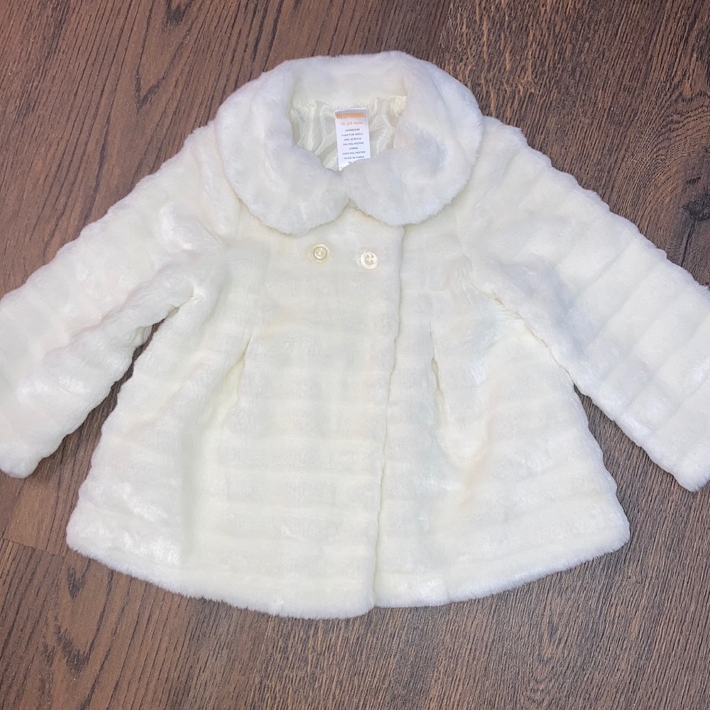 Gymboree Faux Fur Off White Coat   Size 18M